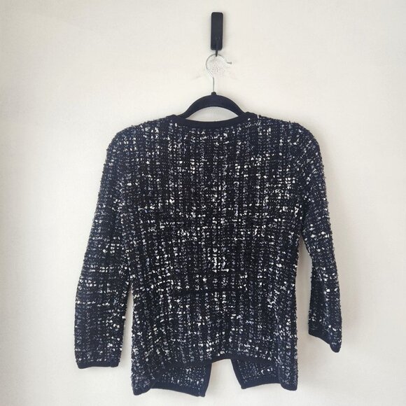 BCBG Maxazria Speckled Black Comfy Cardigan Sweater Women's XXS - Picture 2 of 5